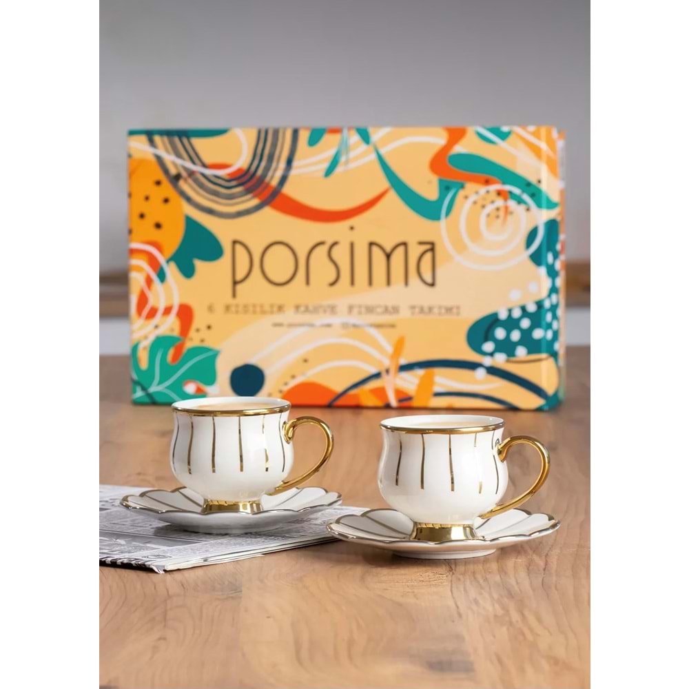 Porsima 2024IM00009 Zambak 6 Lı Fincan Takımı
