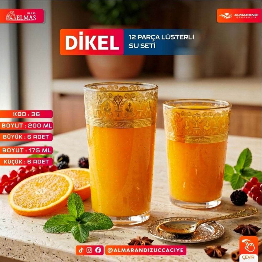 Elmas 12 Prç İşlemeli Bardak Seti (4 Paket)