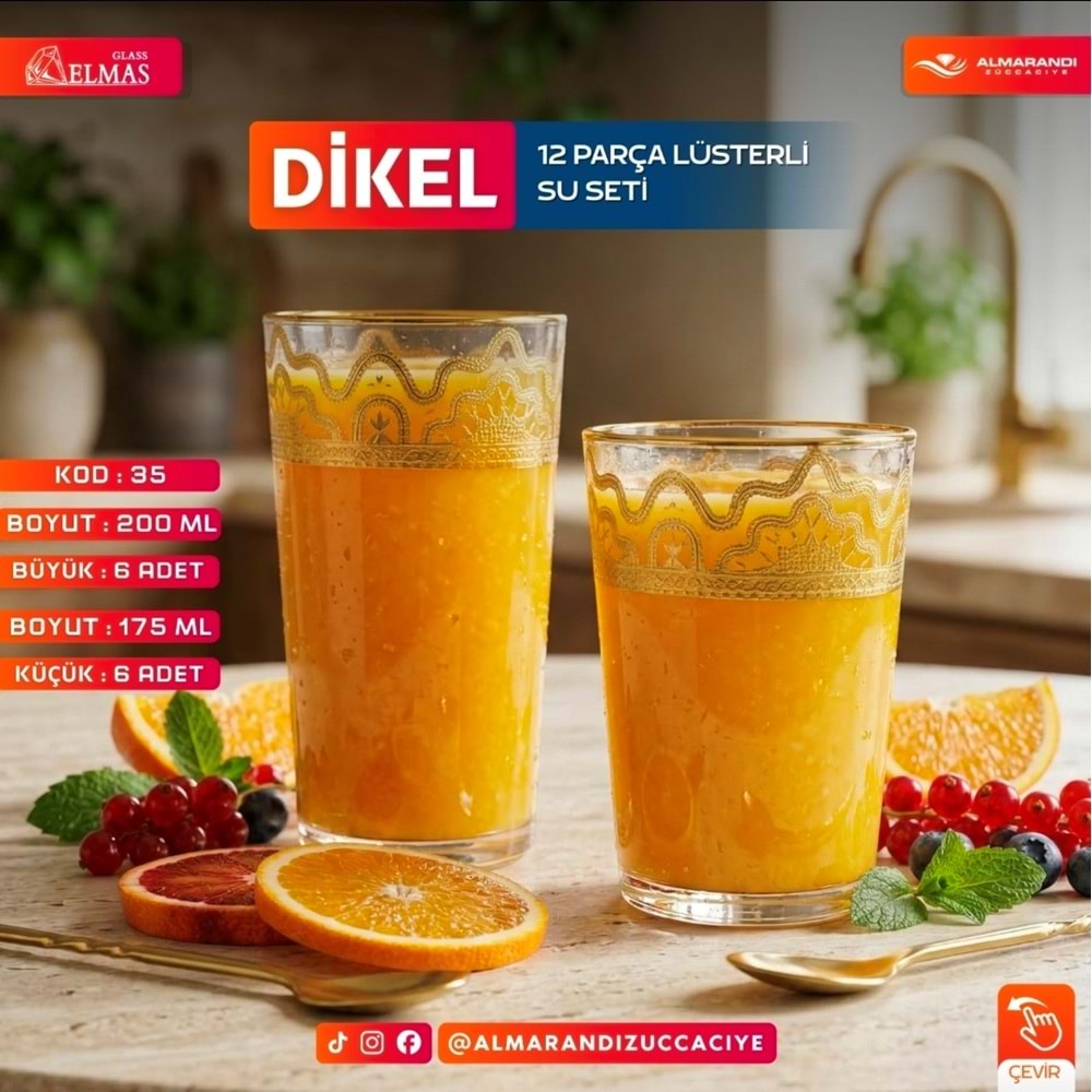 Elmas 12 Prç İşlemeli Bardak Seti (4 Paket)