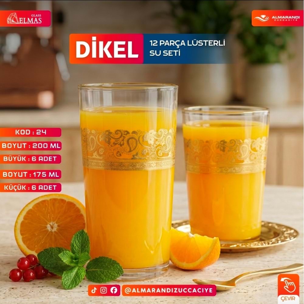 Elmas 12 Prç İşlemeli Bardak Seti (4 Paket)