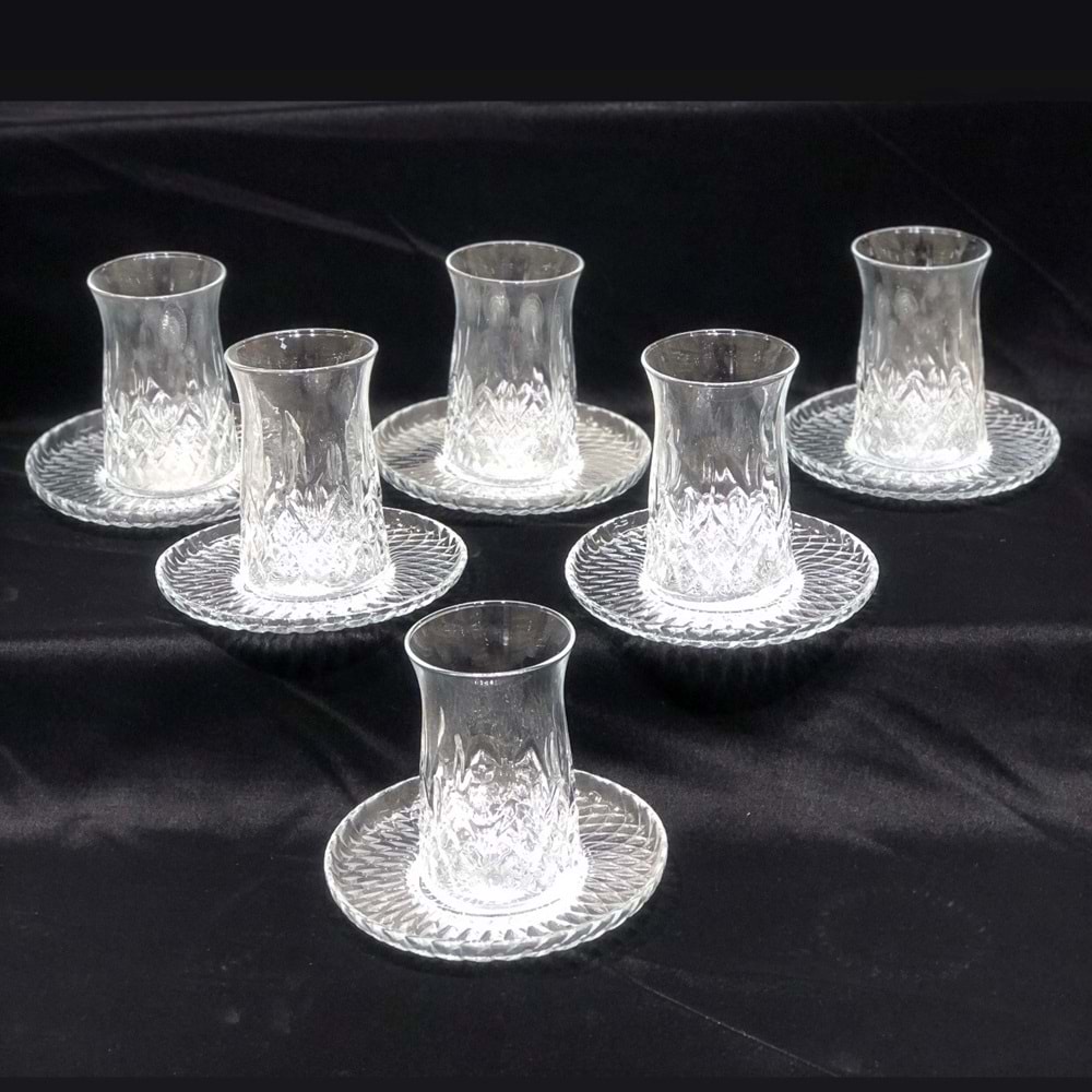 Vanes O327 12 Parça Aden Çay Seti Şeffaf (6 Paket)