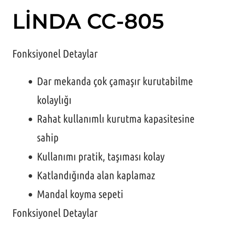 Cıngıllıoğlu Cc-805 Linda Kurutmalık (4 Adet)