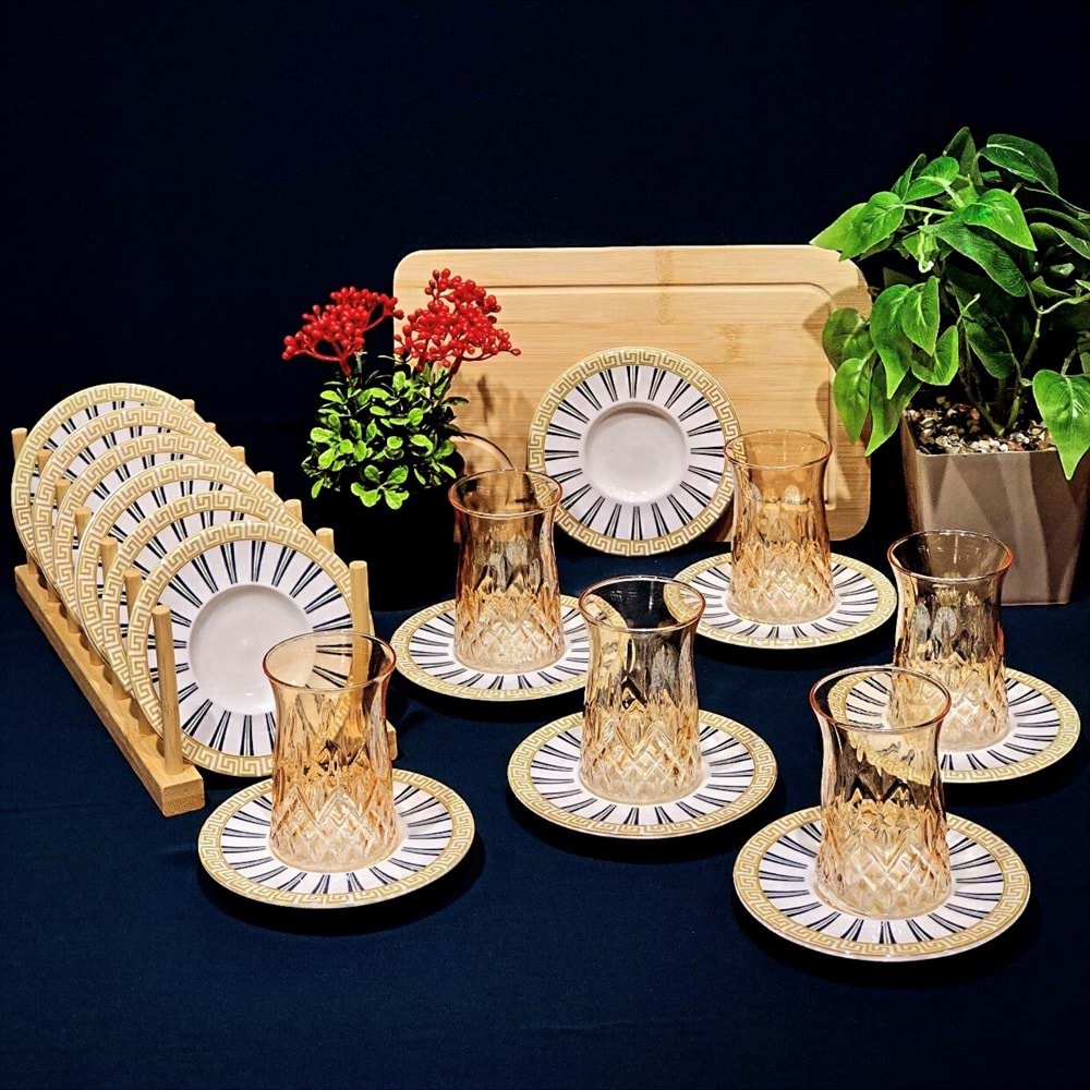 Vanes O327 12 Parça Hatır Çay Seti Oranj (6 Paket)