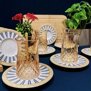 Vanes O327 12 Parça Hatır Çay Seti Oranj (6 Paket)