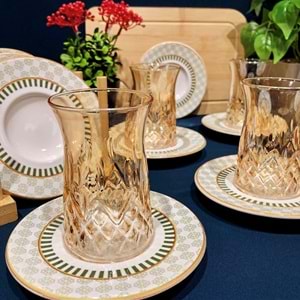 Vanes O327 12 Parça Hatır Çay Seti Oranj (6 Paket)