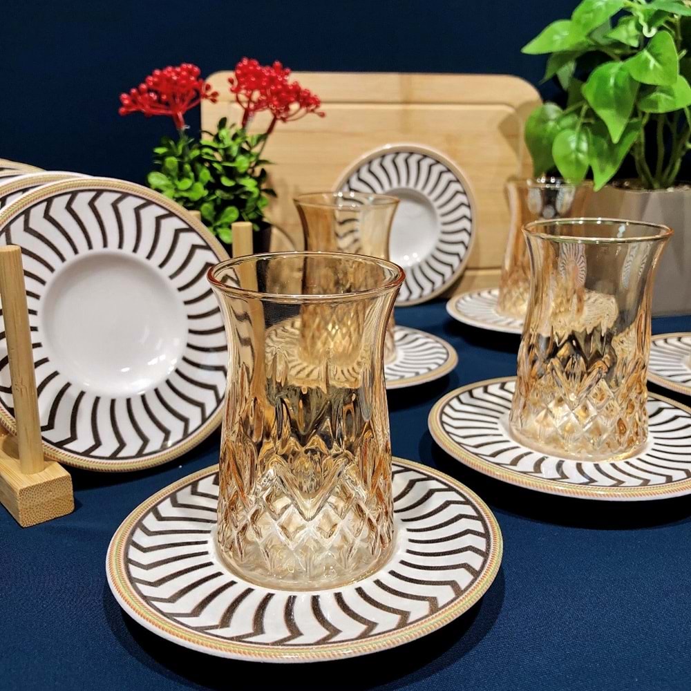 Vanes O327 12 Parça Hatır Çay Seti Oranj (6 Paket)