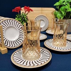 Vanes O327 12 Parça Hatır Çay Seti Oranj (6 Paket)