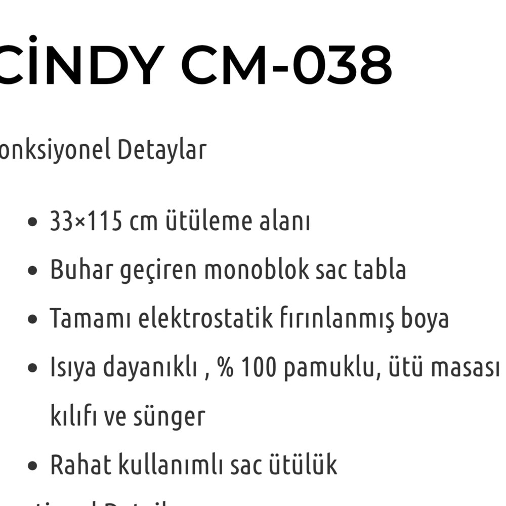 Cıngıllıoğlu Cm-038 Cindy Ütü Masası (4 Adet)