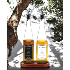 Vanes Oliva 750 Cc 2 Li Ahşap Standlı Damlatmaz Cam Yağlık (6 Paket)