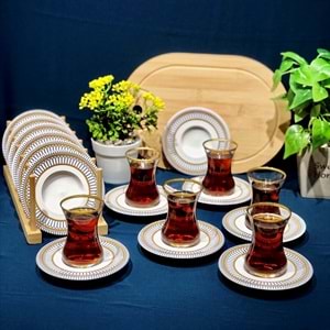 Vanes 12 Parça Hatır Çay Seti Yaldızlı (6 Paket)