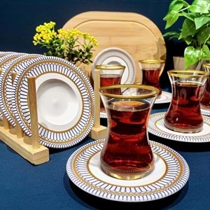 Vanes 12 Parça Hatır Çay Seti Yaldızlı (6 Paket)