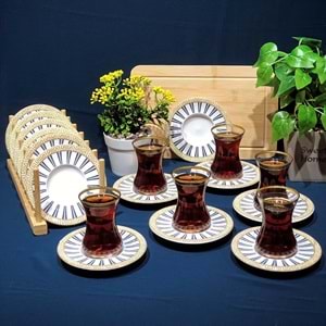 Vanes 12 Parça Hatır Çay Seti Yaldızlı (6 Paket)