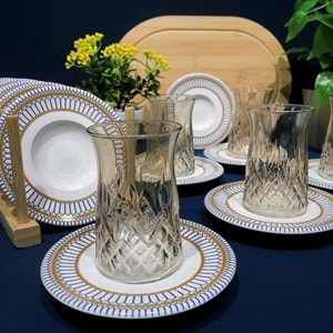 Vanes O327 12 Parça Hatır Çay Seti Füme (6 Paket)