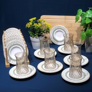 Vanes O327 12 Parça Hatır Çay Seti Füme (6 Paket)