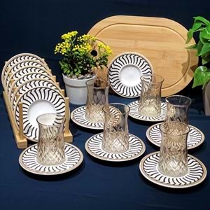 Vanes O327 12 Parça Hatır Çay Seti Füme (6 Paket)