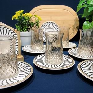 Vanes O327 12 Parça Hatır Çay Seti Füme (6 Paket)