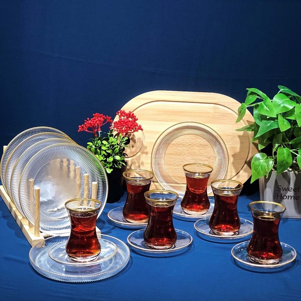 Vanes 303 18 Parça Sensu Çay Seti Yaldızlı (4 Paket)