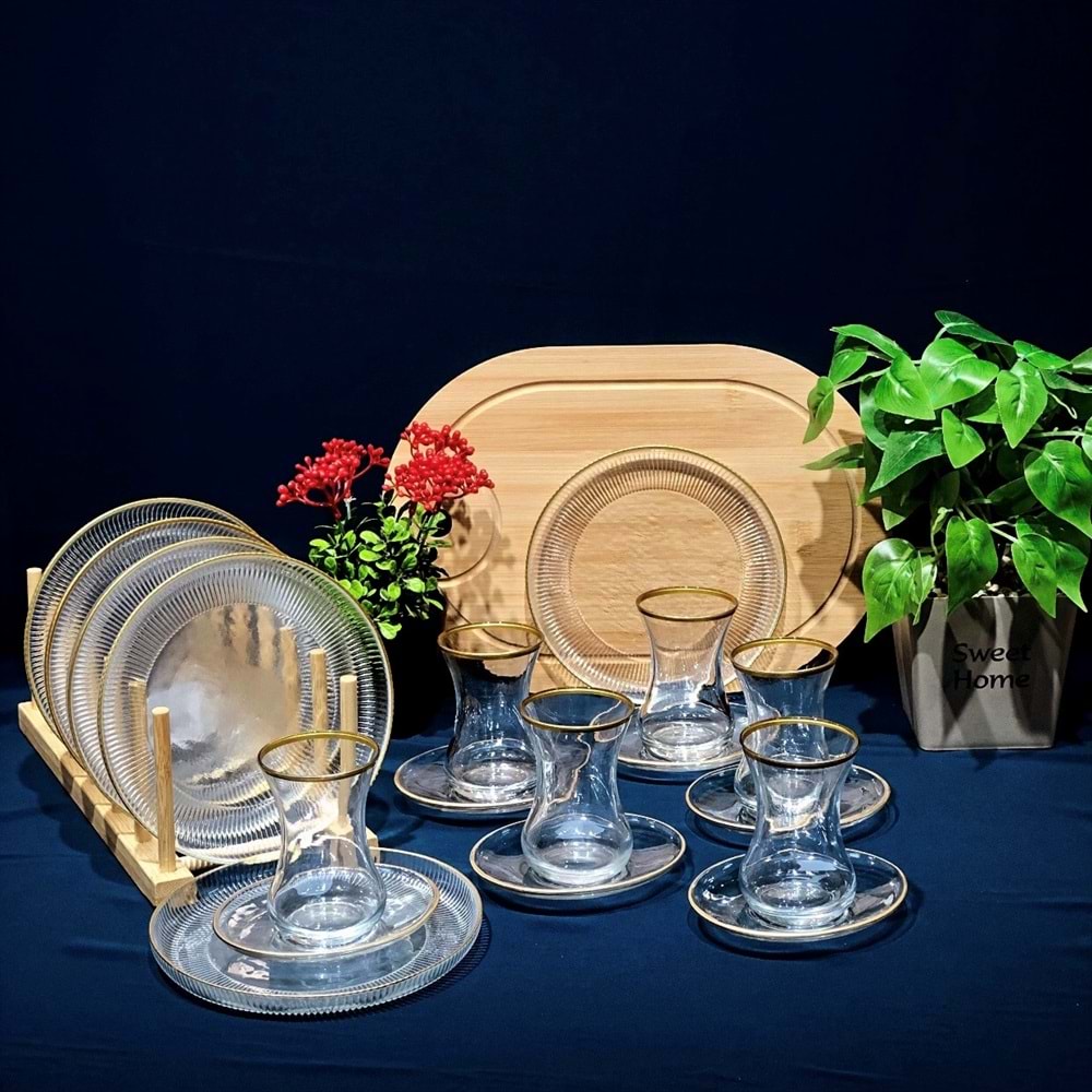 Vanes 303 18 Parça Sensu Çay Seti Yaldızlı (4 Paket)