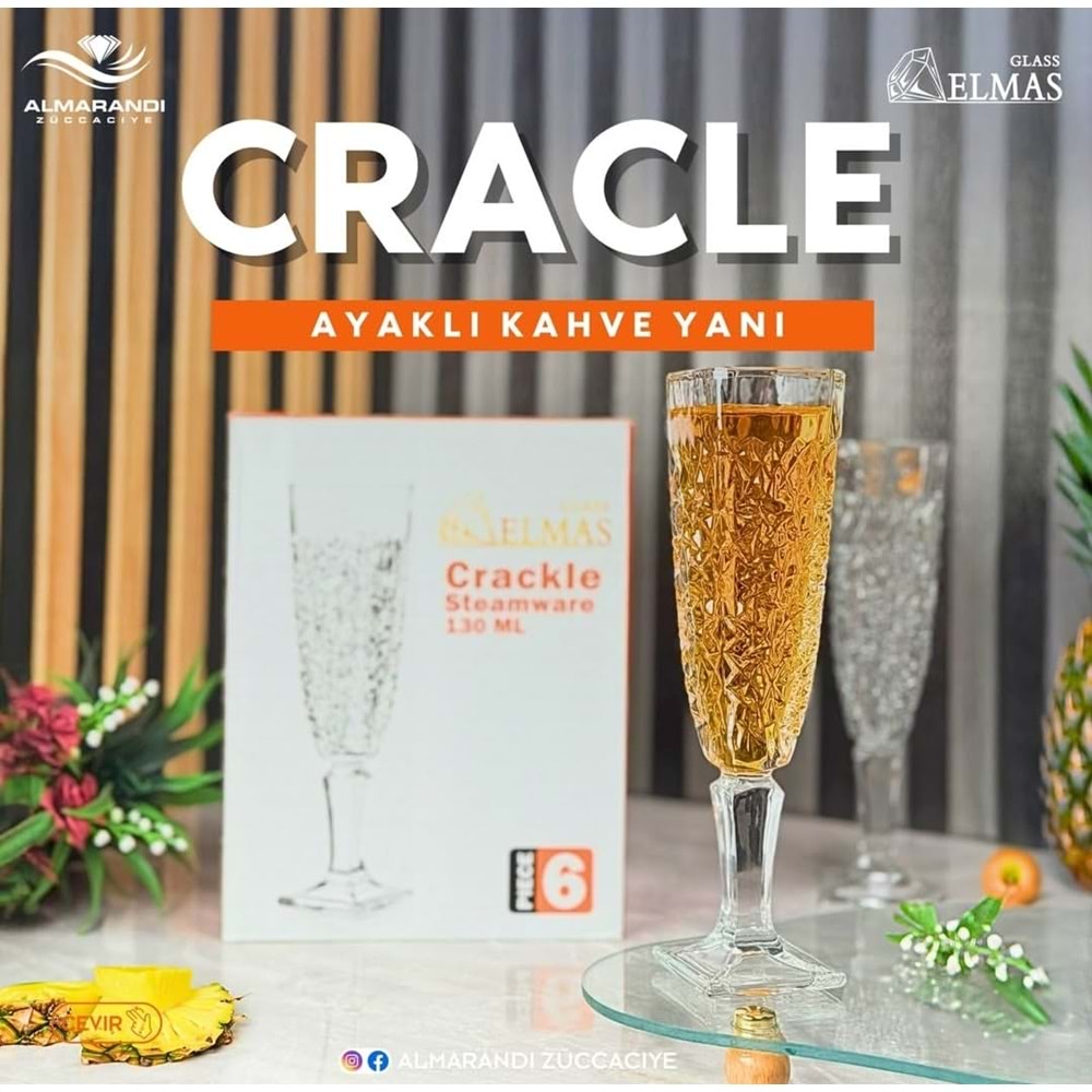 Elmas Crackle Flüt Ayaklı Bardak (4 Paket)