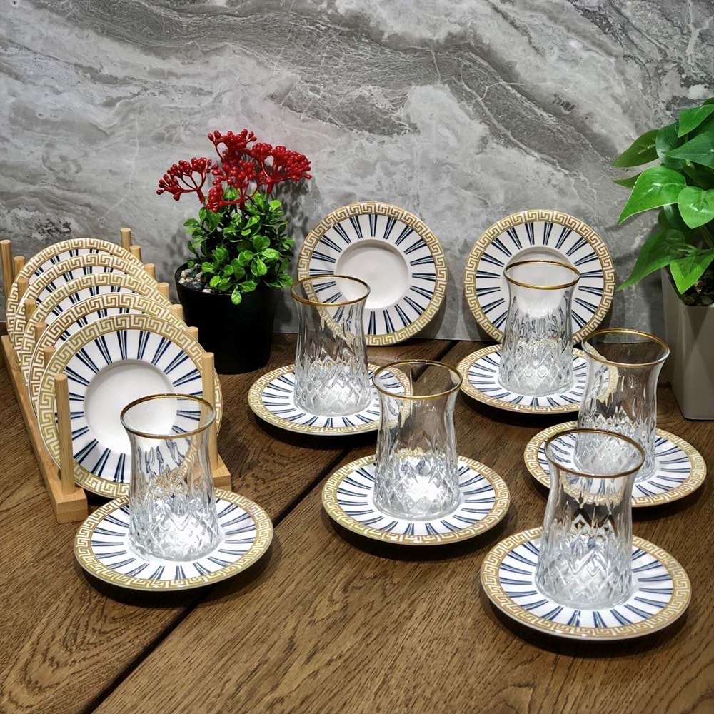 Vanes O327 12 Parça Hatır Çay Seti Yaldızlı (6 Paket)