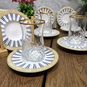 Vanes O327 12 Parça Hatır Çay Seti Yaldızlı (6 Paket)