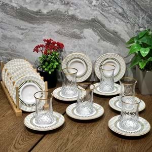 Vanes O327 12 Parça Hatır Çay Seti Yaldızlı (6 Paket)