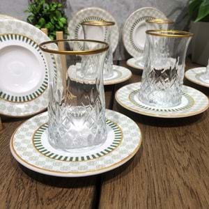 Vanes O327 12 Parça Hatır Çay Seti Yaldızlı (6 Paket)