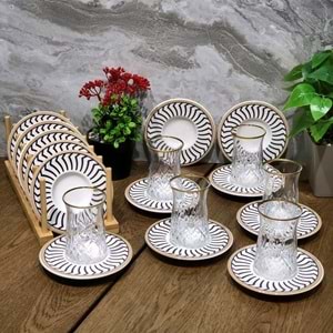 Vanes O327 12 Parça Hatır Çay Seti Yaldızlı (6 Paket)