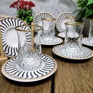 Vanes O327 12 Parça Hatır Çay Seti Yaldızlı (6 Paket)