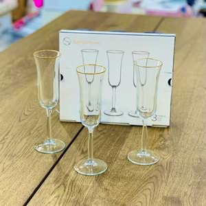 Sigma SGM10766 Helena 3 Lü Ayaklı Bardak Altın Yaldız (6 Paket)