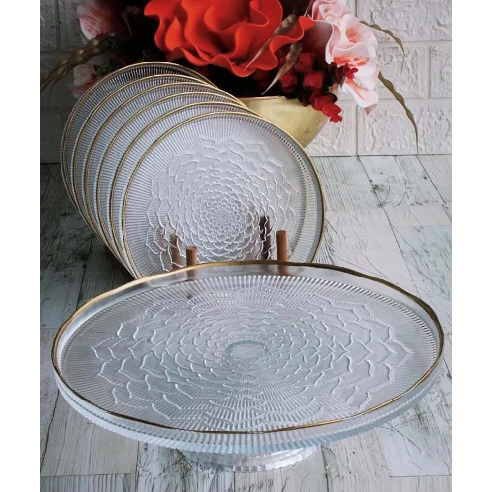 7 Prç Kapaksız Ayaklı Kek Fanusu