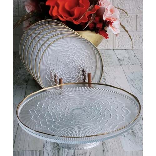 7 Prç Kapaksız Ayaklı Kek Fanusu