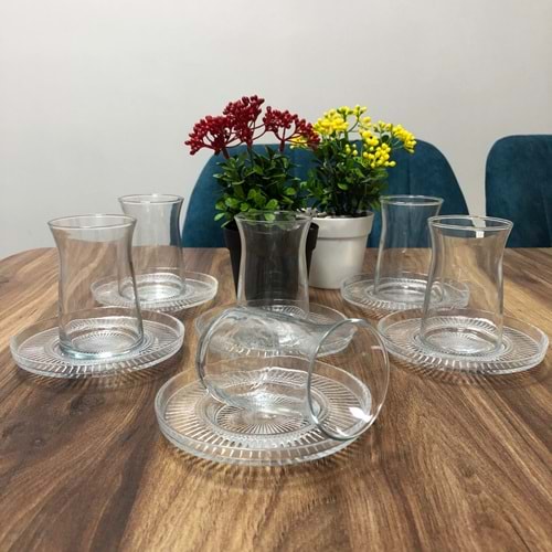 Vanes V327 12 Parça Elena Çay Seti Şeffaf (6 Paket)