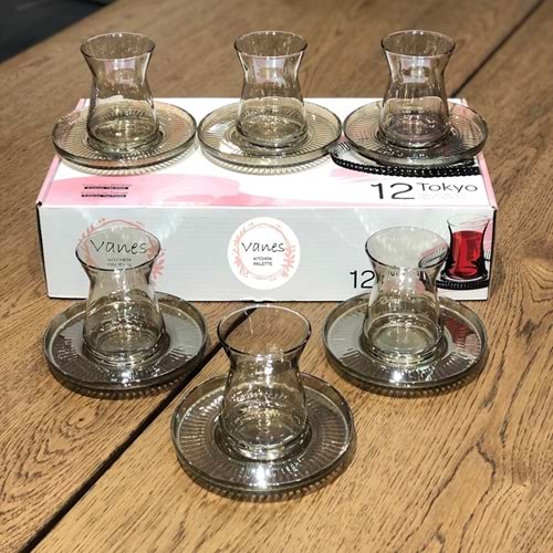 Vanes 42451 12 Parça Elena Çay Seti Füme (6 Paket)