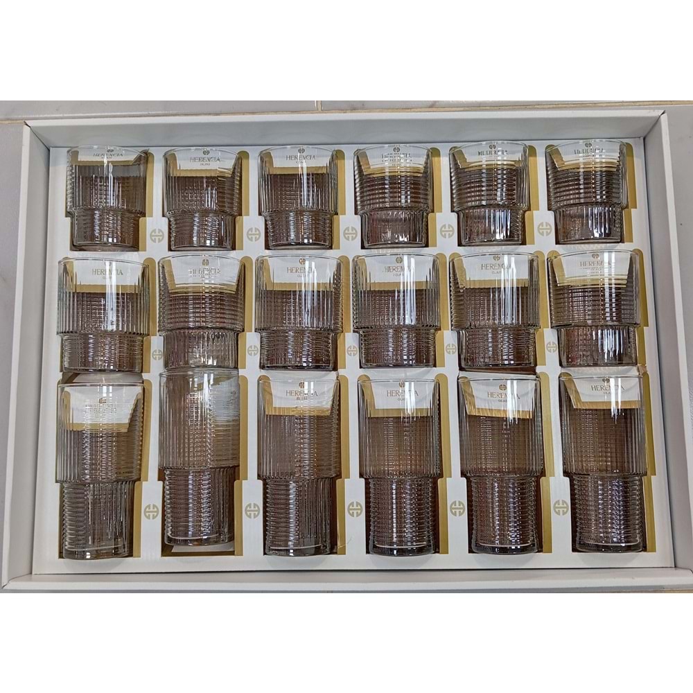 Herencıa 18 Parça Helen Bardak Seti Füme (4 Paket)
