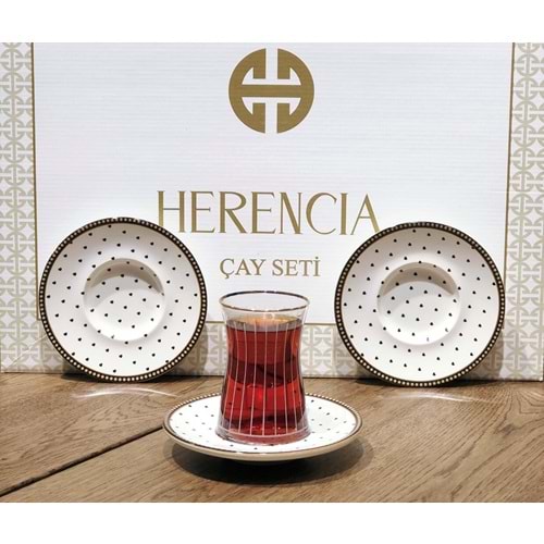 Herencıa 12 Parça Kesme Yaldızlı Çay Seti (8 Paket)