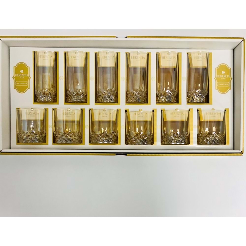 Herencıa Haseki 12 Parça Bardak Seti Bal Lüster (4 Paket)