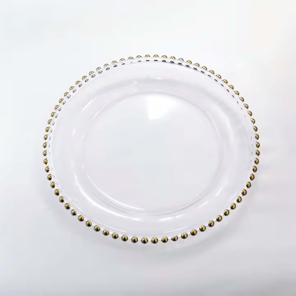 Herencıa Pearly Boncuklu Pasta Tabağı Yaldızlı (8 Paket)