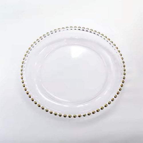 Herencıa Pearly Boncuklu Pasta Tabağı Yaldızlı (8 Paket)