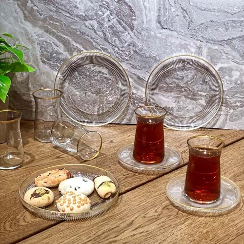 Vanes V327 18 Parça Sensu Çay Seti Yaldızlı (4 Paket)