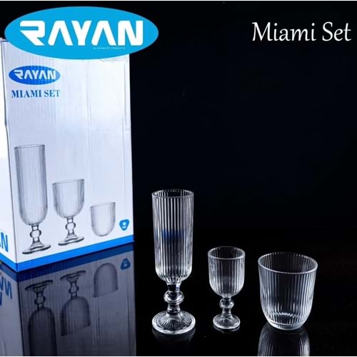Rayan Miami 18 Parça Bardak Seti (3 Paket)