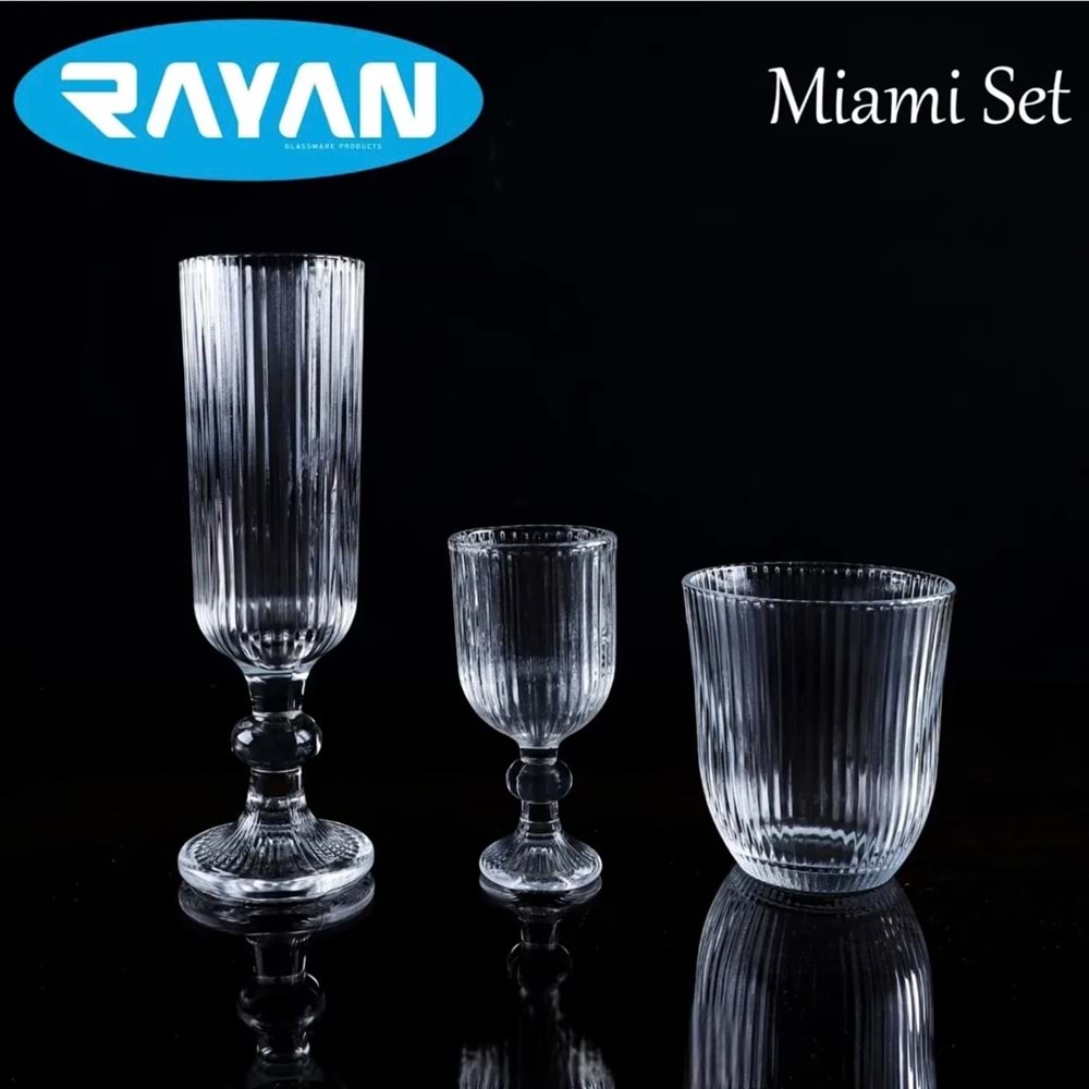 Rayan Miami 18 Parça Bardak Seti (3 Paket)