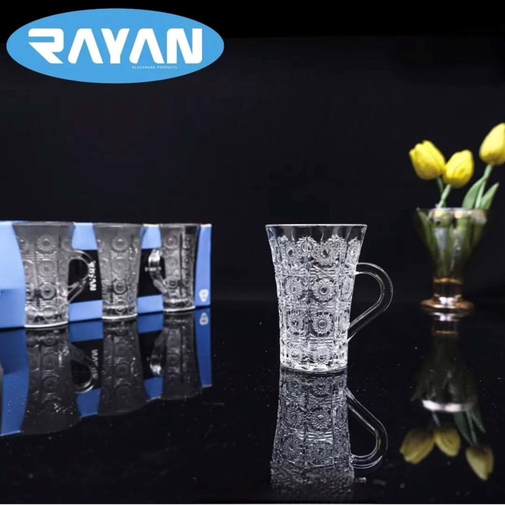 Rayan İmpero 6 Lı Kulplu Çay Bardak (8 Paket)