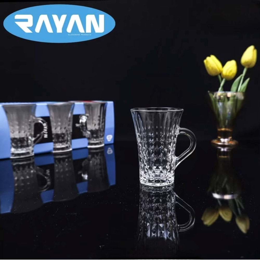 Rayan Stella 6 Lı Kulplu Çay Bardak (8 Paket)