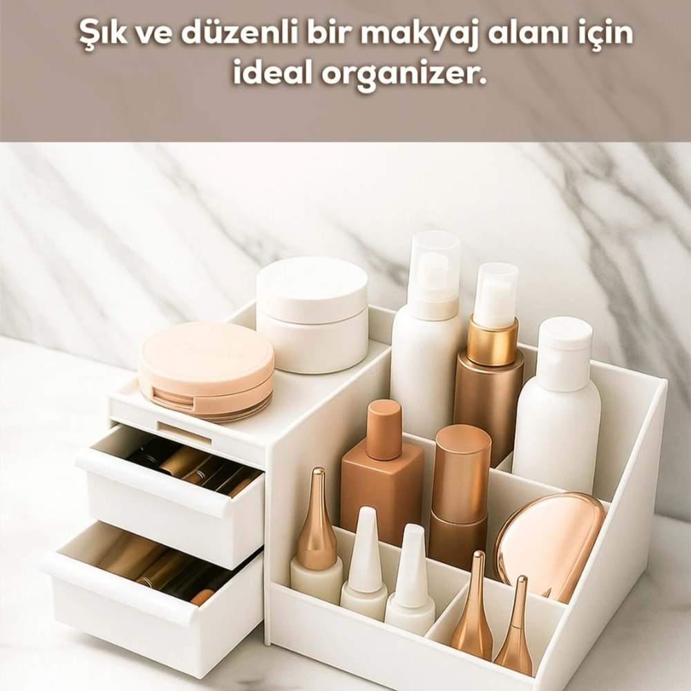Porsima 5303 Beyaz Makyaj Organizeri