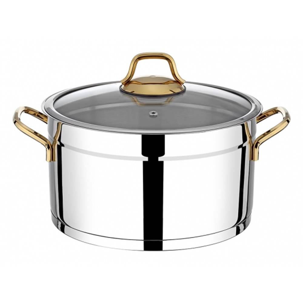 Vivaldi Rosso Tencere 24X14 Cam Kapak Gold