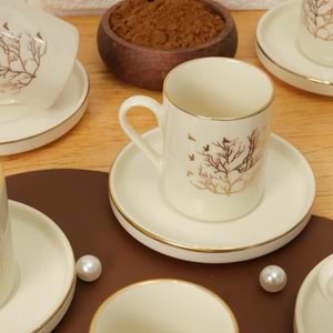 Dnz 12 Prç Desenli Kahve Finacan Seti