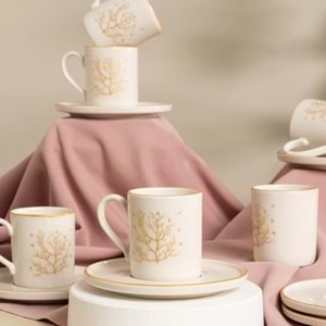 Dnz 12 Prç Desenli Kahve Finacan Seti