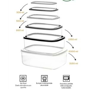 Porsima 1171 1173 6 Lı Saklama Kabı Seti