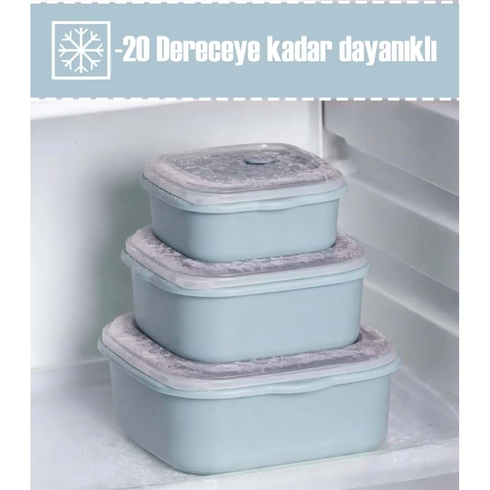 Porsima 5316 5317 Kare 3 Lü Saklama Kabı 0,5/0,9/1,5 Lt